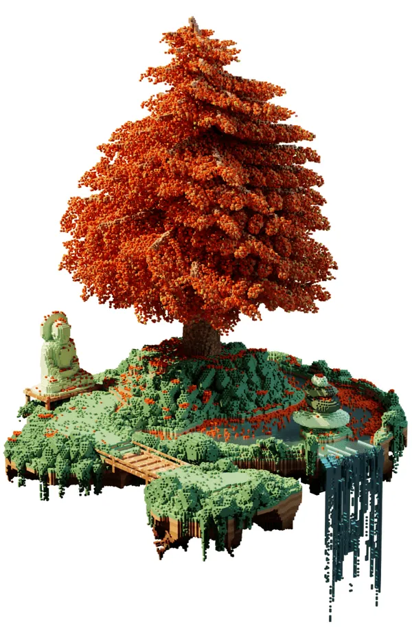 A baobab voxel nft tree level 25